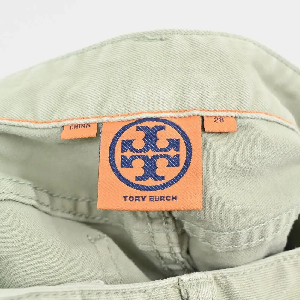 Tory‎ Burch Jeans Womens Size 28 Alexa Cropped Skinny Leg Green Mid Rise Denim